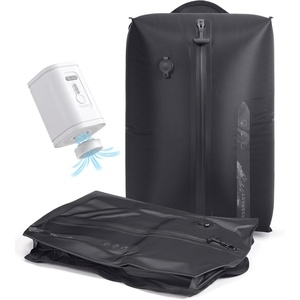 image:imageBAGSMART 2 Pack Travel Vacuum Storage Bags with Electric Pump Gray  Airtight Space Saver Compression Bags for Clothes Down Jackets amp Suitcases Heavy Duty Waterproof Material with Air ValveBlack