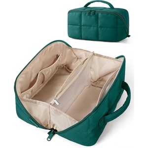 image:imageBAGSMART FlatOpen Makeup Bag Travel Cosmetic Organizer Bag for Women  Opens flat to easy access stays organized Lightweight waterresistant with dual zippers For travel home or daily useDeep Teal