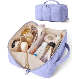 image:imageBAGSMART FlatOpen Makeup Bag Travel Cosmetic Organizer Bag for Women  Opens flat to easy access stays organized Lightweight waterresistant with dual zippers For travel home or daily useLavender Purple
