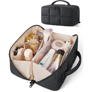 image:imageBAGSMART FlatOpen Makeup Bag Travel Cosmetic Organizer Bag for Women  Opens flat to easy access stays organized Lightweight waterresistant with dual zippers For travel home or daily useBlack
