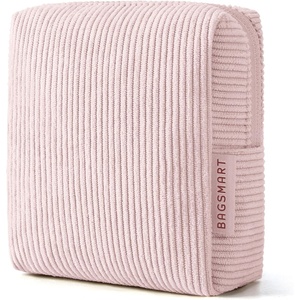image:imageBAGSMART Small Corduroy Makeup Bag Cosmetic Pouch for Women with Pocket  For Purse Toiletry Pouch Soft Mini Cosmetics Bag Travel Essentials Cute Make Up Pouch with Slipin Pocket01Baby Pink Mini