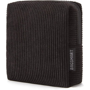 image:imageBAGSMART Small Corduroy Makeup Bag Cosmetic Pouch for Women with Pocket  For Purse Toiletry Pouch Soft Mini Cosmetics Bag Travel Essentials Cute Make Up Pouch with Slipin Pocket01Black Mini