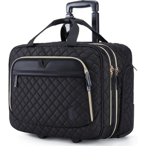 image:imageBAGSMART 173 Inch Rolling Laptop Bag for Women and Men Briefcase With Wheels Computer Case for Work Travel Business Quilted BlackQuilted Black