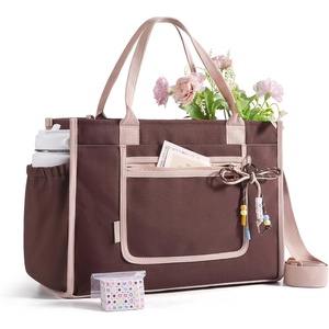 image:imageBAGSMART Personalized DIY Letter Bead Canvas Tote Bag  Gift Tote Bag for Women Crossbody Shoulder Bag with Ropeknot Bow Accent Teacher Gifts amp Birthday GiftsCoffee Brown