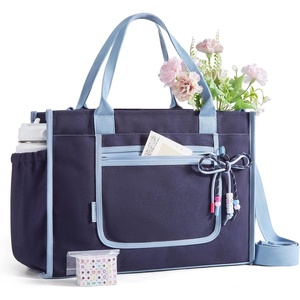 image:imageBAGSMART Personalized DIY Letter Bead Canvas Tote Bag  Gift Tote Bag for Women Crossbody Shoulder Bag with Ropeknot Bow Accent Teacher Gifts amp Birthday GiftsNavy Blue