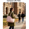 image:imageBAGSMART Puffer Tote Bag for Women Expandable Teacher Handbag wPouchLatte Brown