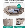 image:imageBAGSMART Puffer Tote Bag for Women Expandable Teacher Handbag wPouchLatte Brown
